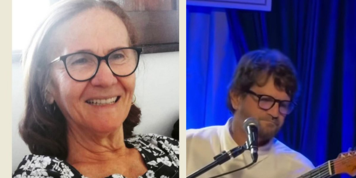 Estela, mãe de Saulo Fernandes e o cantor em show