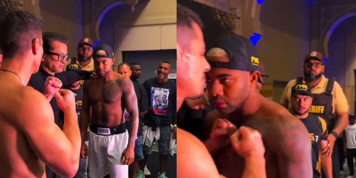 Calma, calabreso! Durante a pesagem, Davi Brito vai para cima de Sacha Bali