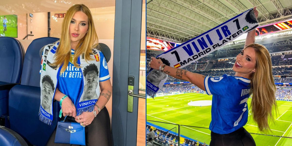 'Sua namorada é brega', diz Virginia após postar foto assistindo jogo do Real Madrid com faixa de Vini Jr.