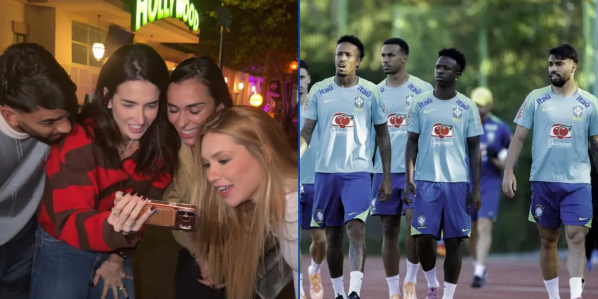 Lucas Paquetá e sua esposa Duda Fournier acompanham a convocação ao lado de Tainá Militão e Virgínia Fonseca