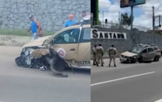 Policial Militar passa mal e bate viatura na cidade de Feira de Santana
