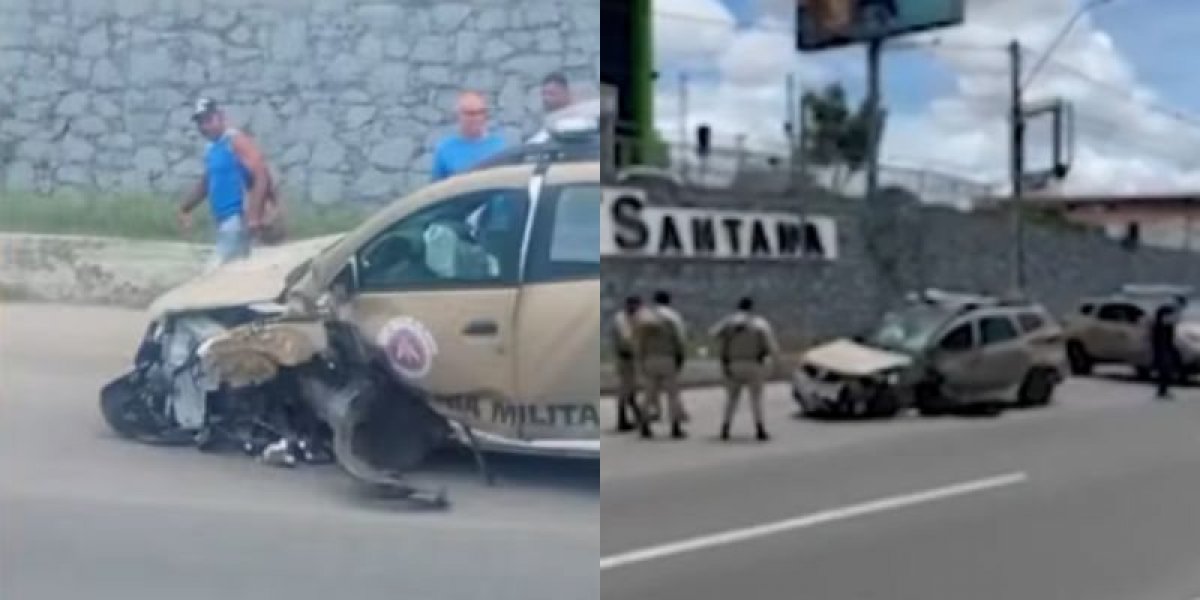 Policial Militar passa mal e bate viatura na cidade de Feira de Santana