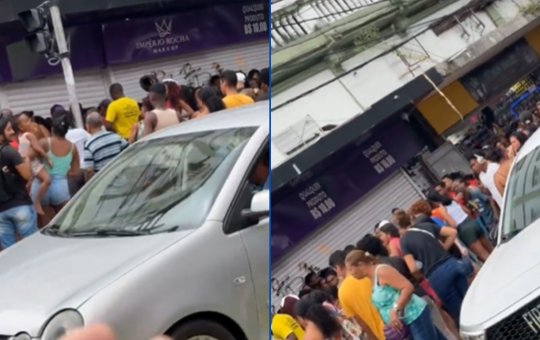 Inauguração de loja na Avenida Sete causa tumulto e empurra-empurra