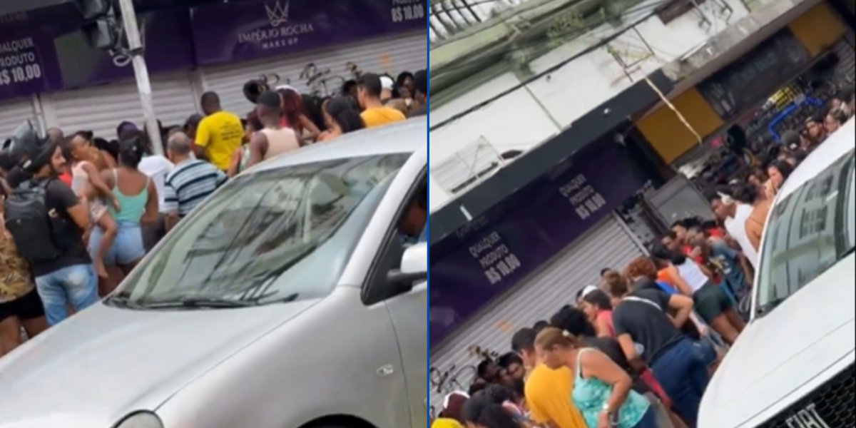 Inauguração de loja na Avenida Sete causa tumulto e empurra-empurra