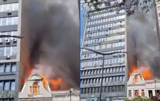 Incêndio atinge lojas no centro histórico de Porto Alegre