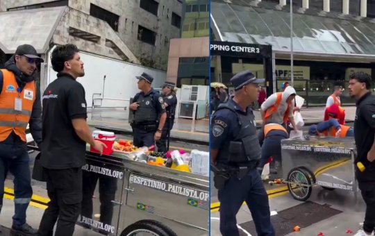 Vendedor ambulante se revolta após ter carrinho apreendido: "Deixa nós trabalhar"
