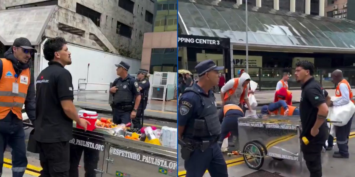 Vendedor ambulante se revolta após seu carrinho ser apreendido