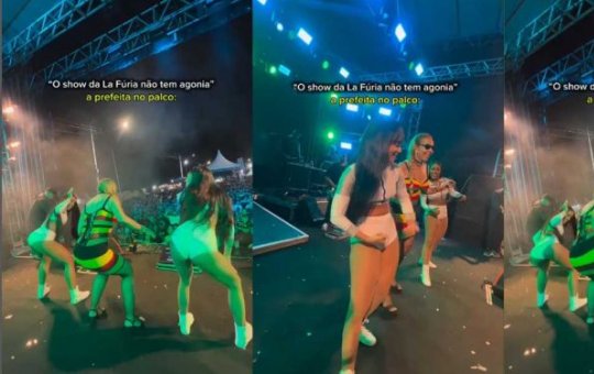 Prefeita de cidade da Bahia sobe no palco e dança com La Fúria em show