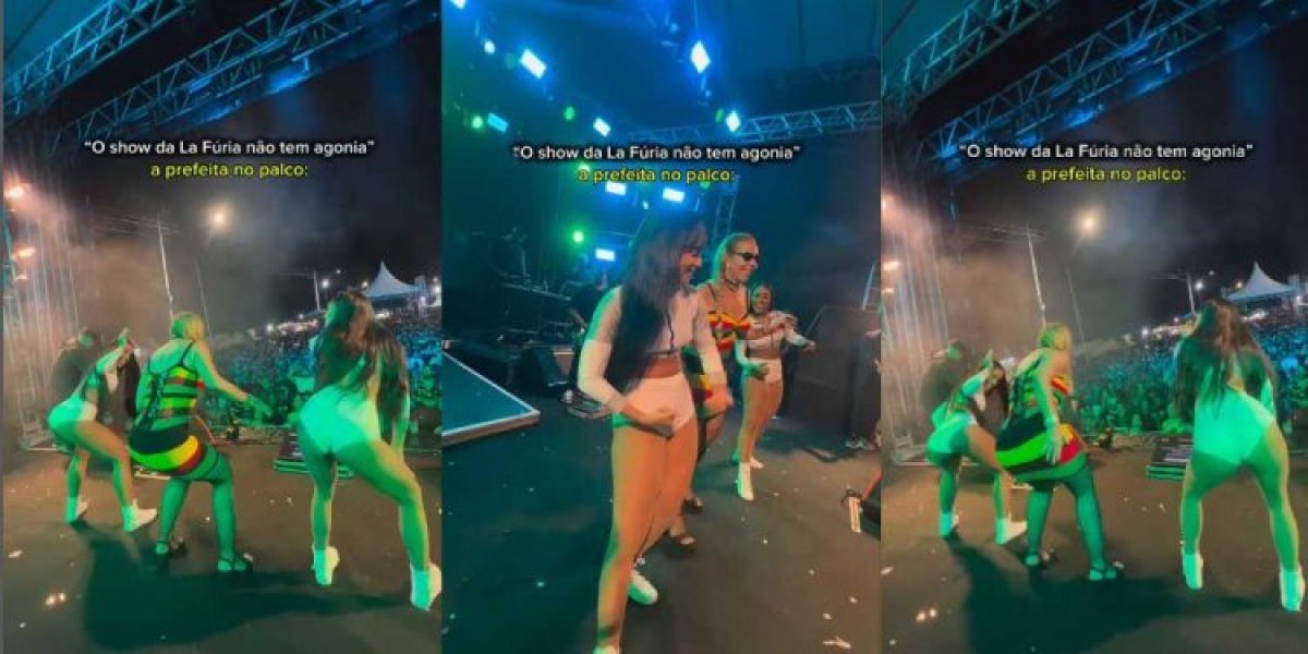 Prefeita de cidade da Bahia sobe no palco e dança com La Fúria em show