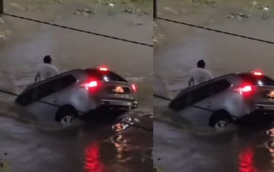 Temporal arrasta carro e motorista é levado pela enxurrada em cidade da Bahia