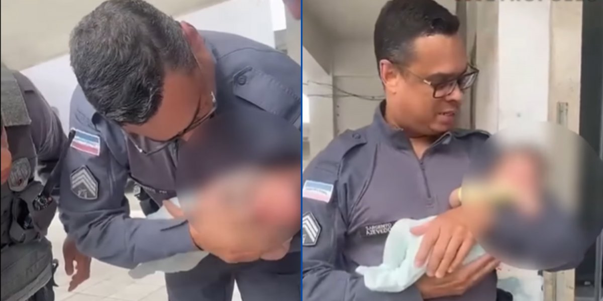 Policial realizou uma manobra de desengasgo para salvar o bebê