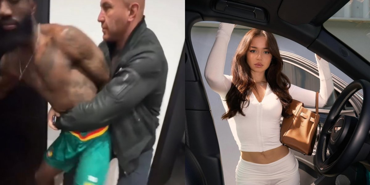 Jogador sendo pego no flagra (esquerda) e sua namorada (direita)