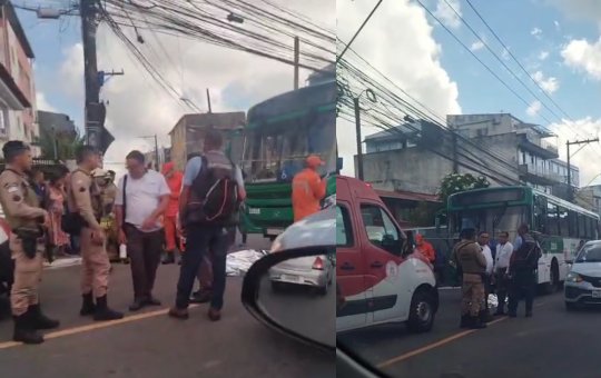 Motociclista morre após bater em carro e ser atropelado por ônibus em Pernambués
