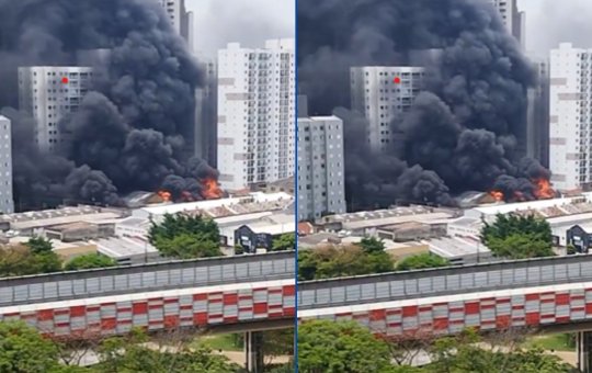 Incêndio atinge fábrica de tecidos na região do Brás em São Paulo