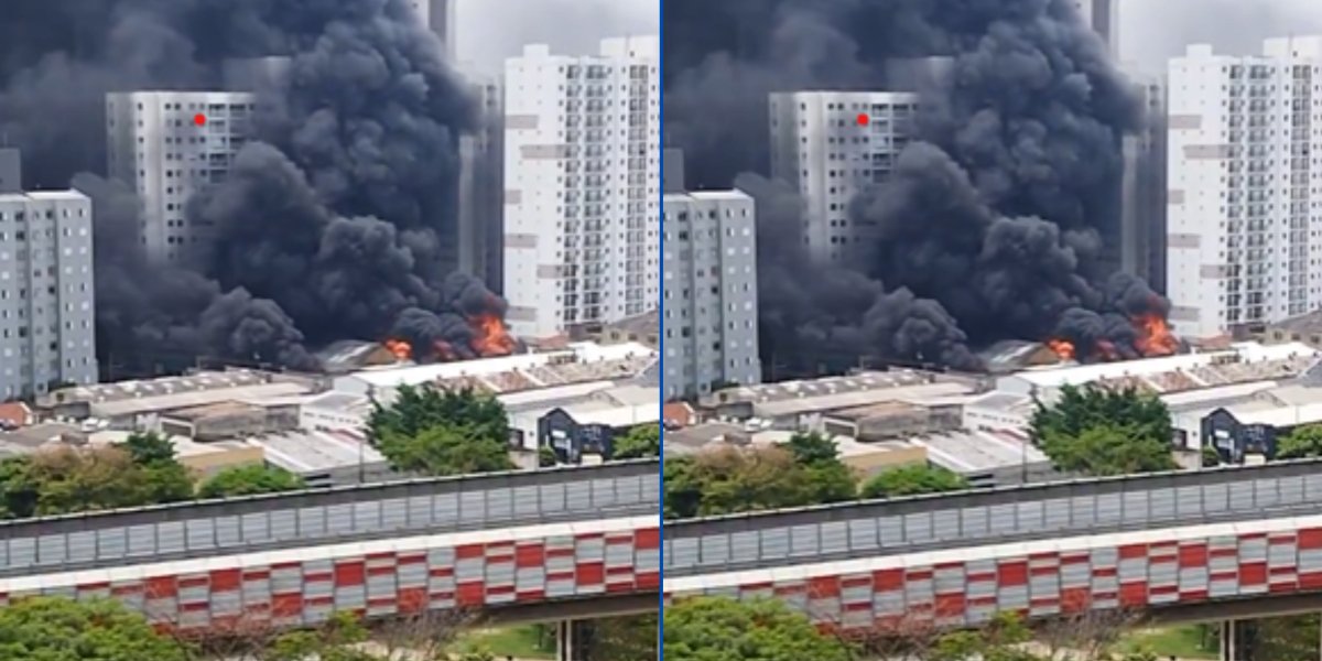 Incêndio atinge fábrica de tecidos na região do Brás em São Paulo