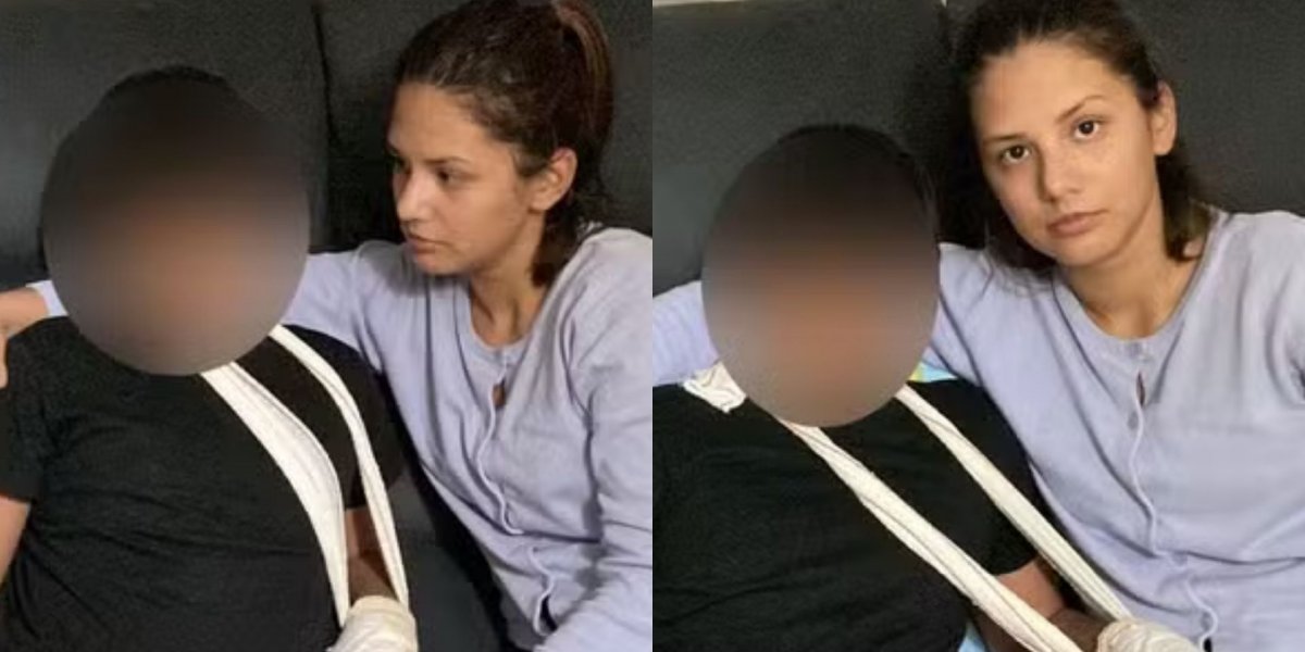 Garoto ao lado da mãe