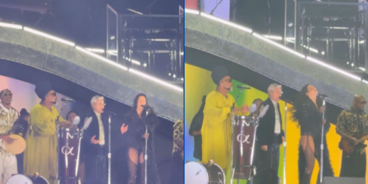 Dua Lipa canta com Carlinhos Brown e Caetano Veloso durante turnê da cantora em São Paulo