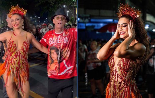Juliana Paes viraliza ao mostrar samba no pé durante ensaio de rua da Viradouro