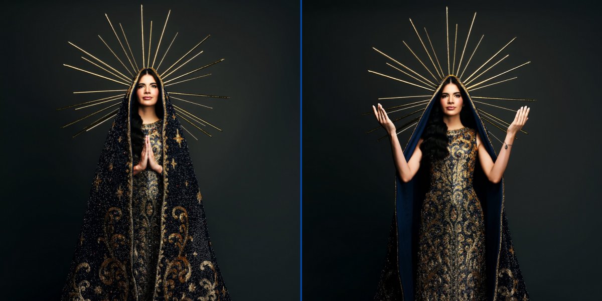 Maria Gabriela, eleita a Miss Brasil 2025, desfilou vestida de Nossa Senhora Aparecida no Miss Universo