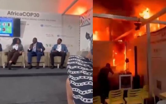 Fogo na COP30: registro mostra chamas surgindo e se espalhando em poucos segundos