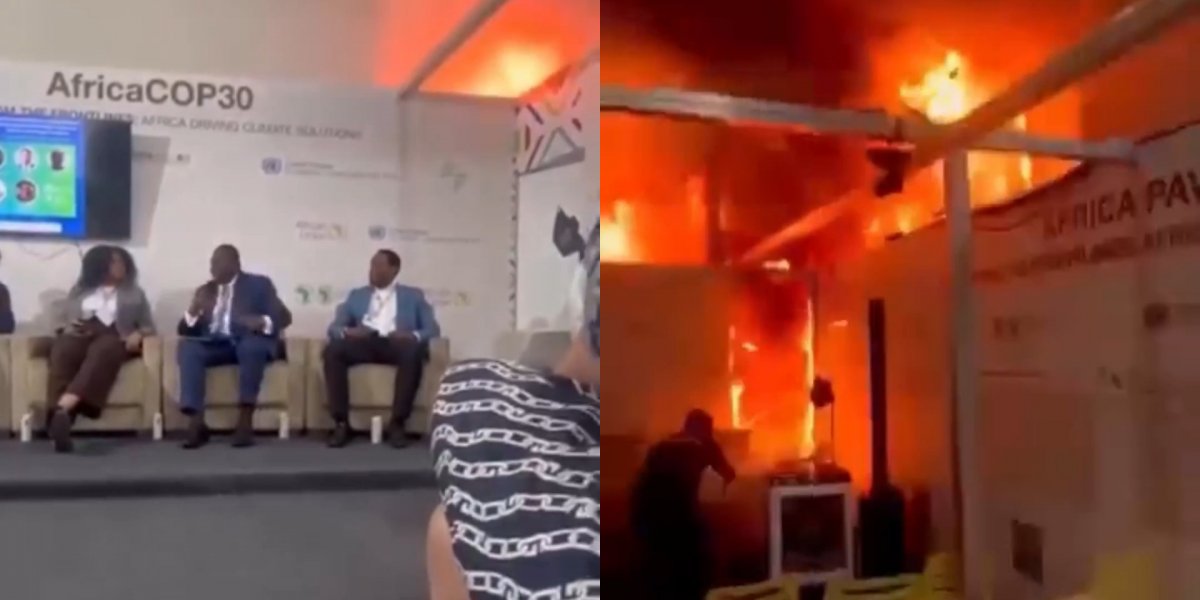 Fogo na COP30: registro mostra chamas surgindo e se espalhando em poucos segundos