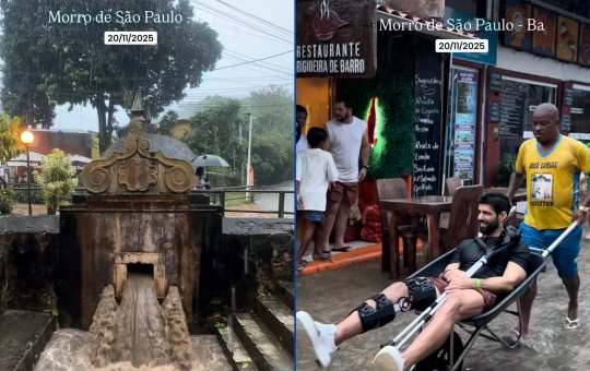Temporal atinge Morro de São Paulo e causa alagamento em um dos destinos mais turísticos da Bahia