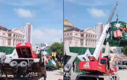 Acidente em montagem de árvore de natal deixa um trabalhador morto na cidade de Manaus