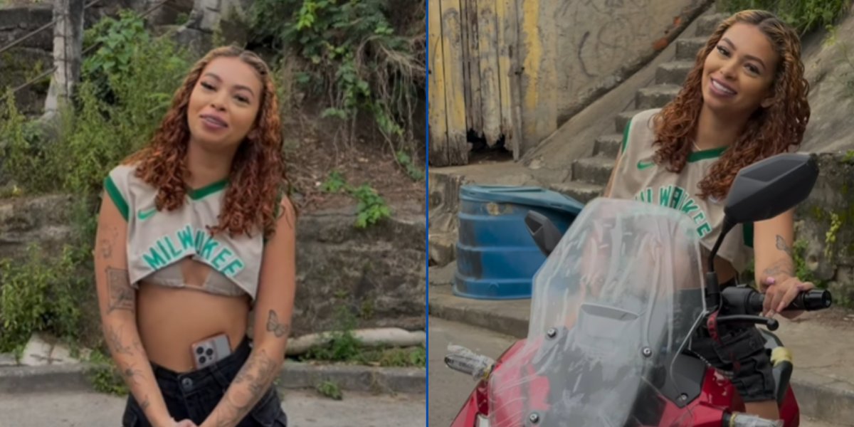 Maria Eduarda, conhecida como Penélope, comprou uma moto avaliada em cerca de R$ 30 mil