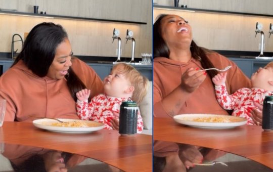 Mãe de Vinicius Júnior se diverte ao dar comida para José Leonardo, filho caçula de Virgínia