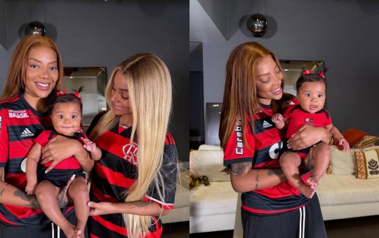 Ludmilla e Brunna Gonçalves comemoram vitória do Flamengo com a filha