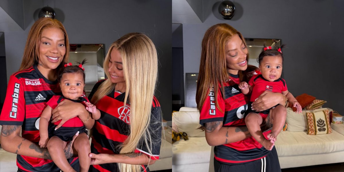 Ludmilla e Brunna Gonçalves comemoram vitória do Flamengo com a filha