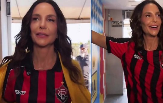 Ivete chega ao "Clareou" com camisa do Vitória um dia após triunfo no Brasileirão
