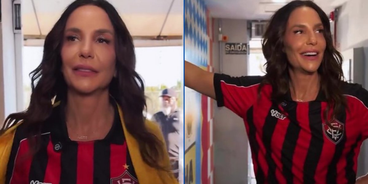 Ivete Sangalo chegou ao seu show, o "Ivete Clareou", vestindo uma camisa do Vitória
