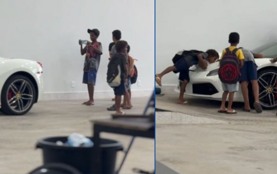 Crianças são vistas beijando e abraçando Ferrari e comovem internautas; veja o vídeo
