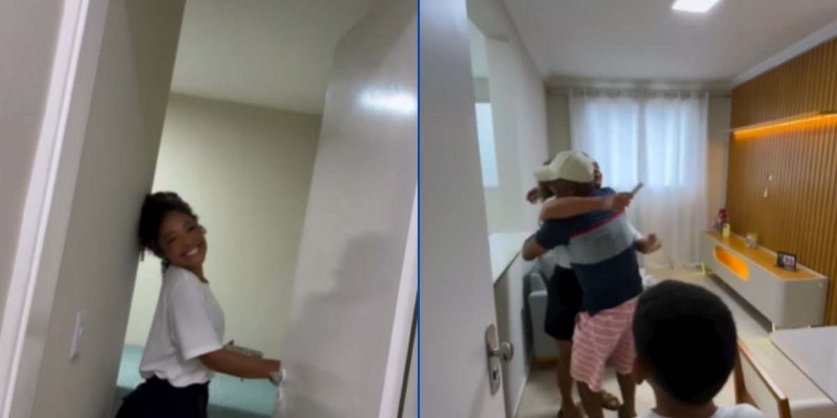 Influenciadora baiana emociona internet ao fazer surpresa para pai e irmão