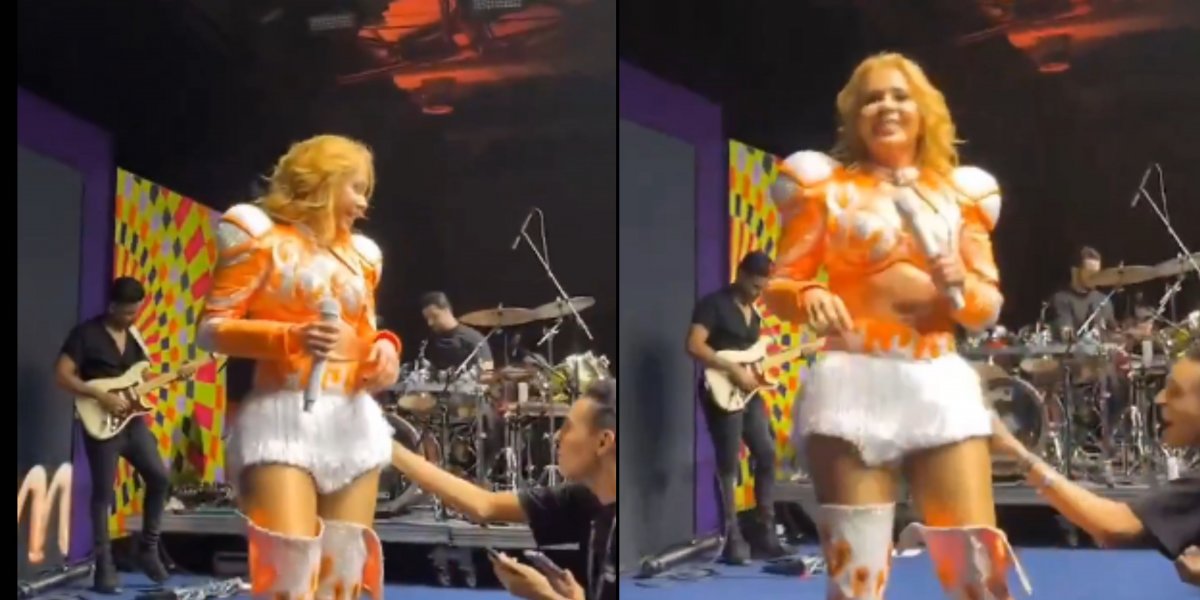 Joelma se irrita e reclama com fã que tocou em suas partes íntimas durante show