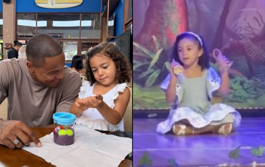 Léo Santana encanta internet ao mostrar Liz em apresentação artística