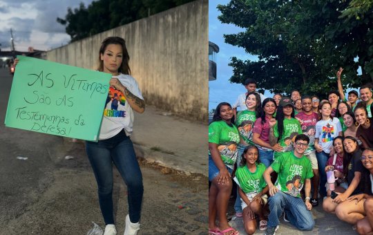Kamylinha e amigos de Hytalo Santos protestam em frente a presídio e pedem liberdade ao influenciador