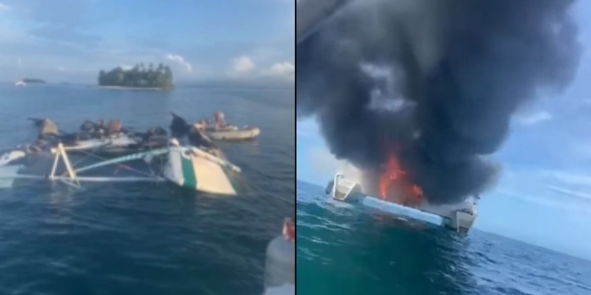 Brasileiros precisam pular de barco pegando fogo em mar cercado de tubarões