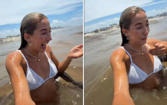 Influenciadora mostra banho de mar no Rio Grande do Sul e cor da água assusta internautas