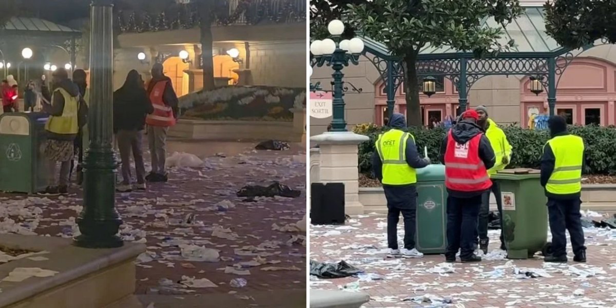 Imagens registraram o estado precário do parque por conta da greve