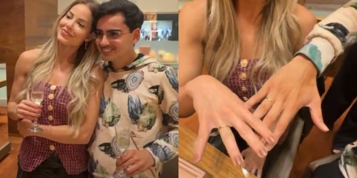 Dudu Camargo e Saory oficializam namoro com troca de alianças