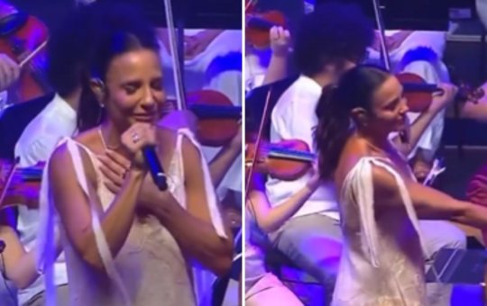 Ivete Sangalo se emociona durante canção em apresentação de natal