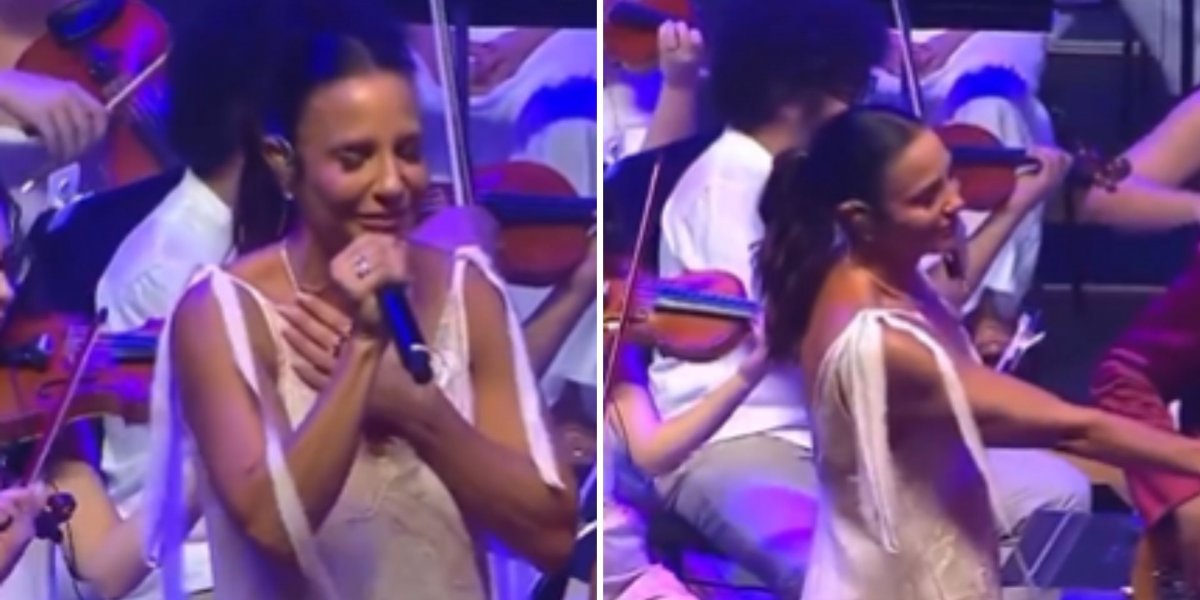 Ivete Sangalo se emociona durante canção em apresentação de natal