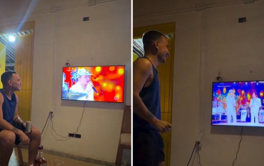 João Gomes se emociona ao assistir sua participação no Especial de Roberto Carlos