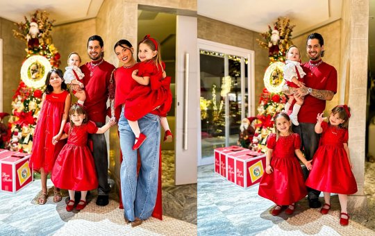 Zé Felipe posta foto com os filhos e Ana Castela no Natal: 'Meu maior presente é estar com vocês'