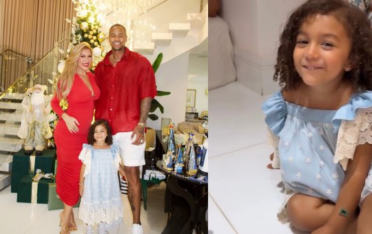 Liz encanta a família com apresentação de Natal e recebe presente surpresa dos avó