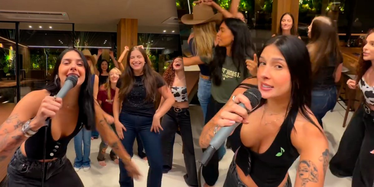Ana Castela faz noite de karaokê com amigas e canta: 'Eu vou pegar todo mundo'