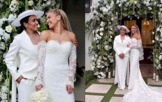 Em cerimônia nos Estados Unidos, Marta se casa com ex-companheira de time 11 anos mais nova