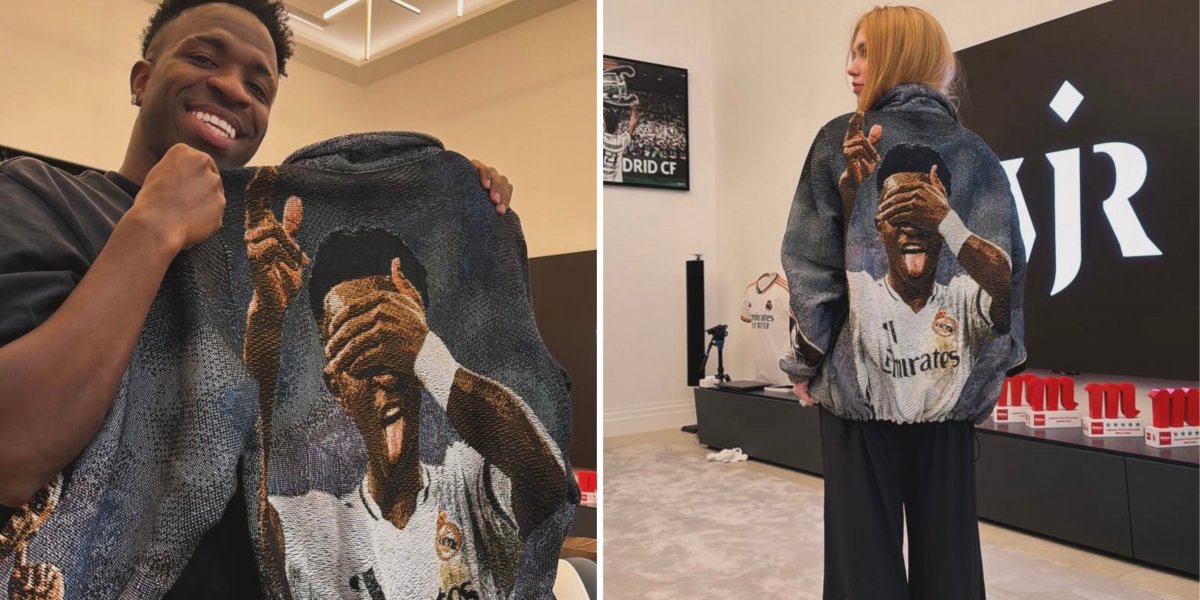 Virginia ganha presente personalizado com rosto de Vinícius Jr. e se derrete: 'Que perfeição'